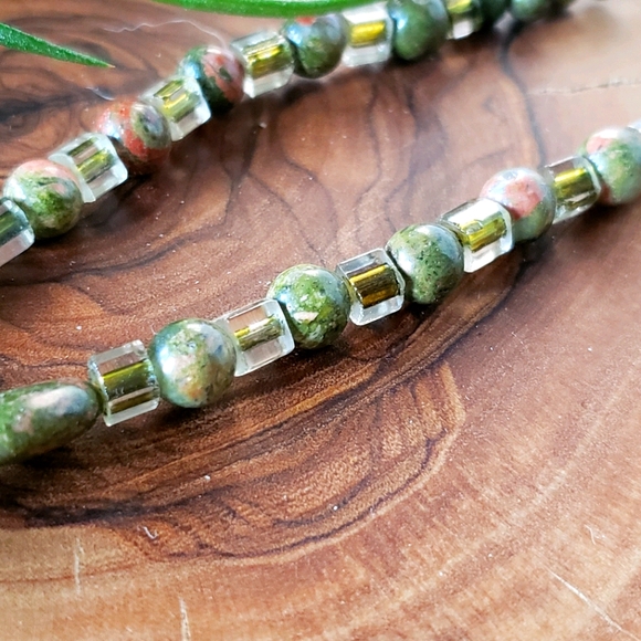 VTG Liz Claiborne Pendant onUnakite Stone Necklace - Picture 7 of 8